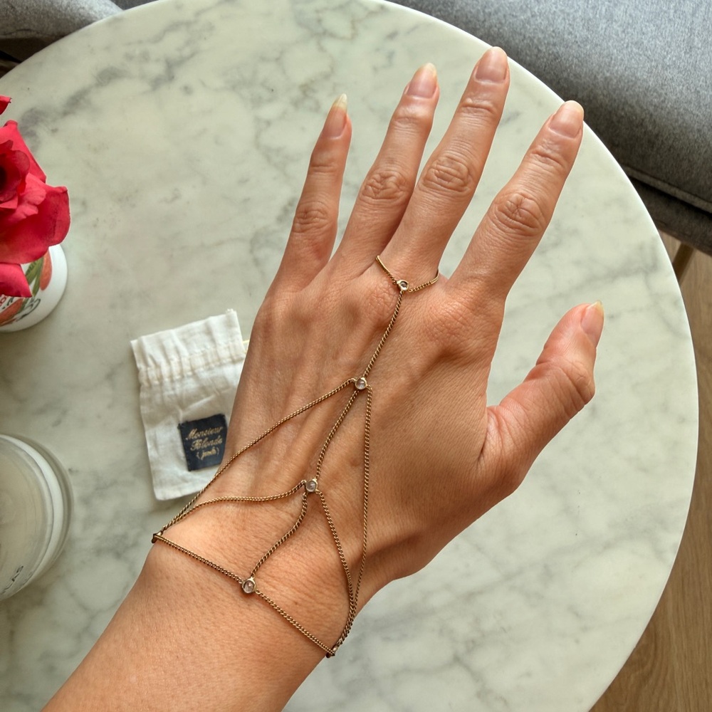 Gold Diamond Hand Chain Bracelet by Monsieur Blonde from Bali